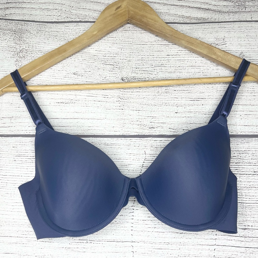 Warners No Side Effects Underarm-Smoothing Underwire Lightly Lined Bra Blue 36B